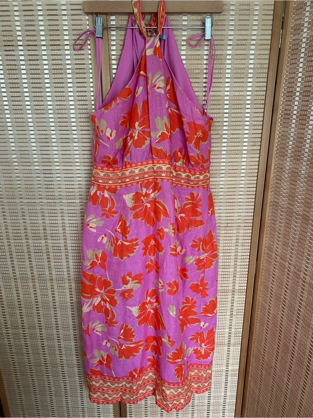 NWT Antonio Melani Pink Floral Halter Midi Dress Tropical Resort Sundress - Picture 2 of 8